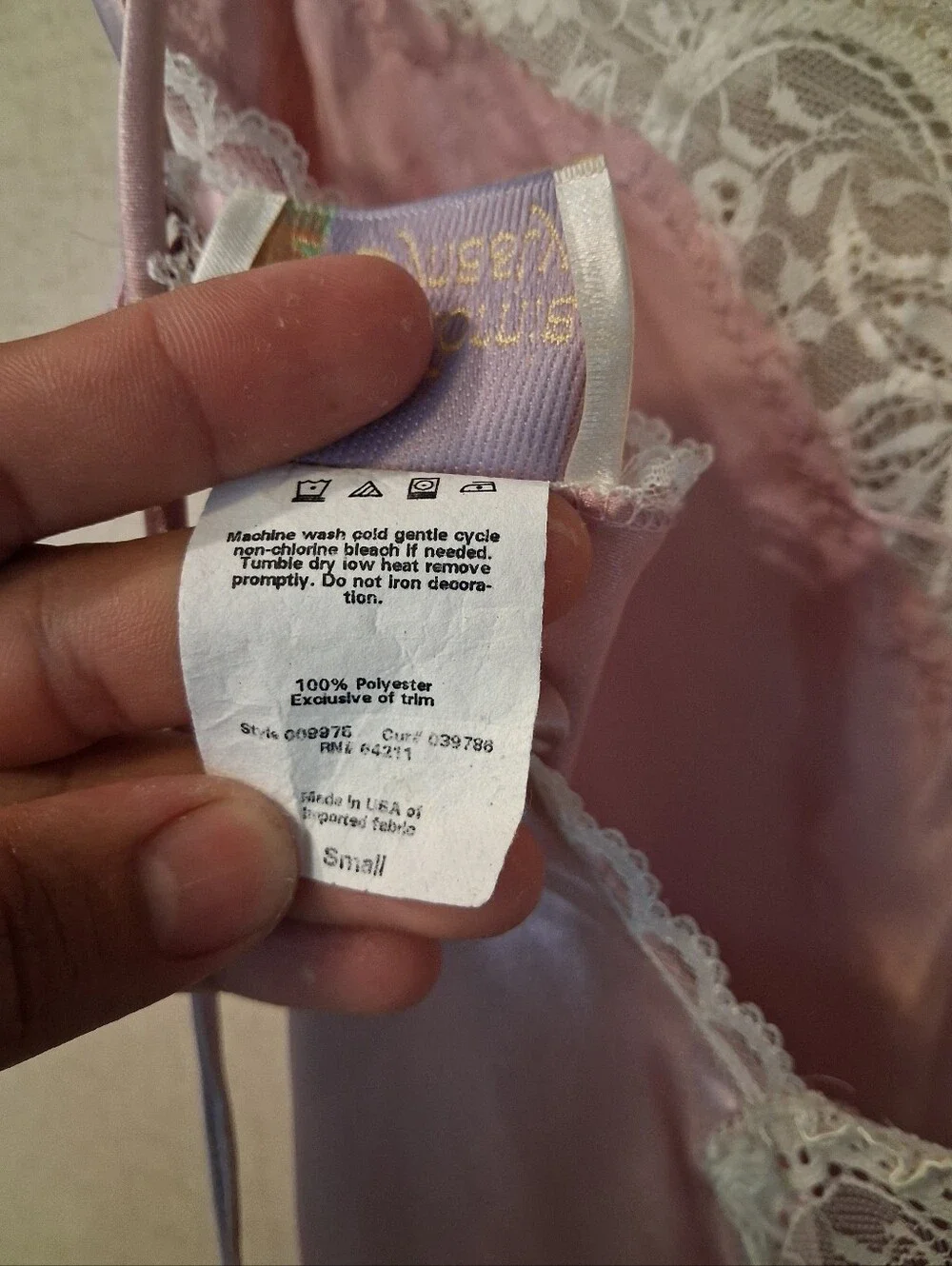 Vintage California Dynasty Elegant Pale Pink Satin Lace-Trim Slip Dress Sz S